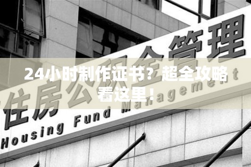 霞浦24小时制作证书？超全攻略看这里！